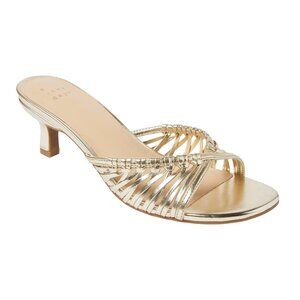 NWT A New Day Clarisse Metallic Strappy Kitten Heels 93320395 Gold Yellow 9M